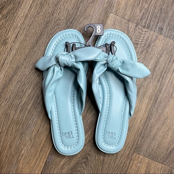 Blue Summer Tie Vegan Sandals - Picture 3 of 6